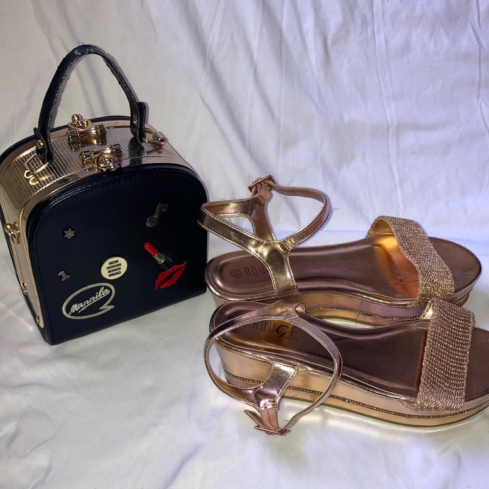 Rouge Helium Gold Platform Shoes Luxe Metallic Finish women’s 8.5